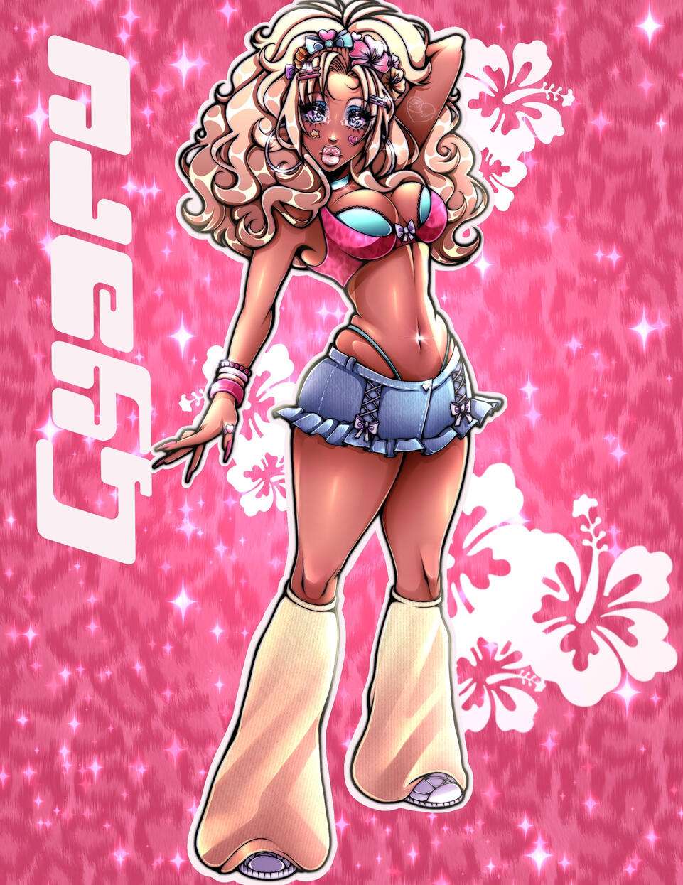 My first official drawing of my OC, Kotori. She&#39;s a kind, fun-loving gal that&#39;s exploring her confident side, by delving into the Gyaru sub-fashion.