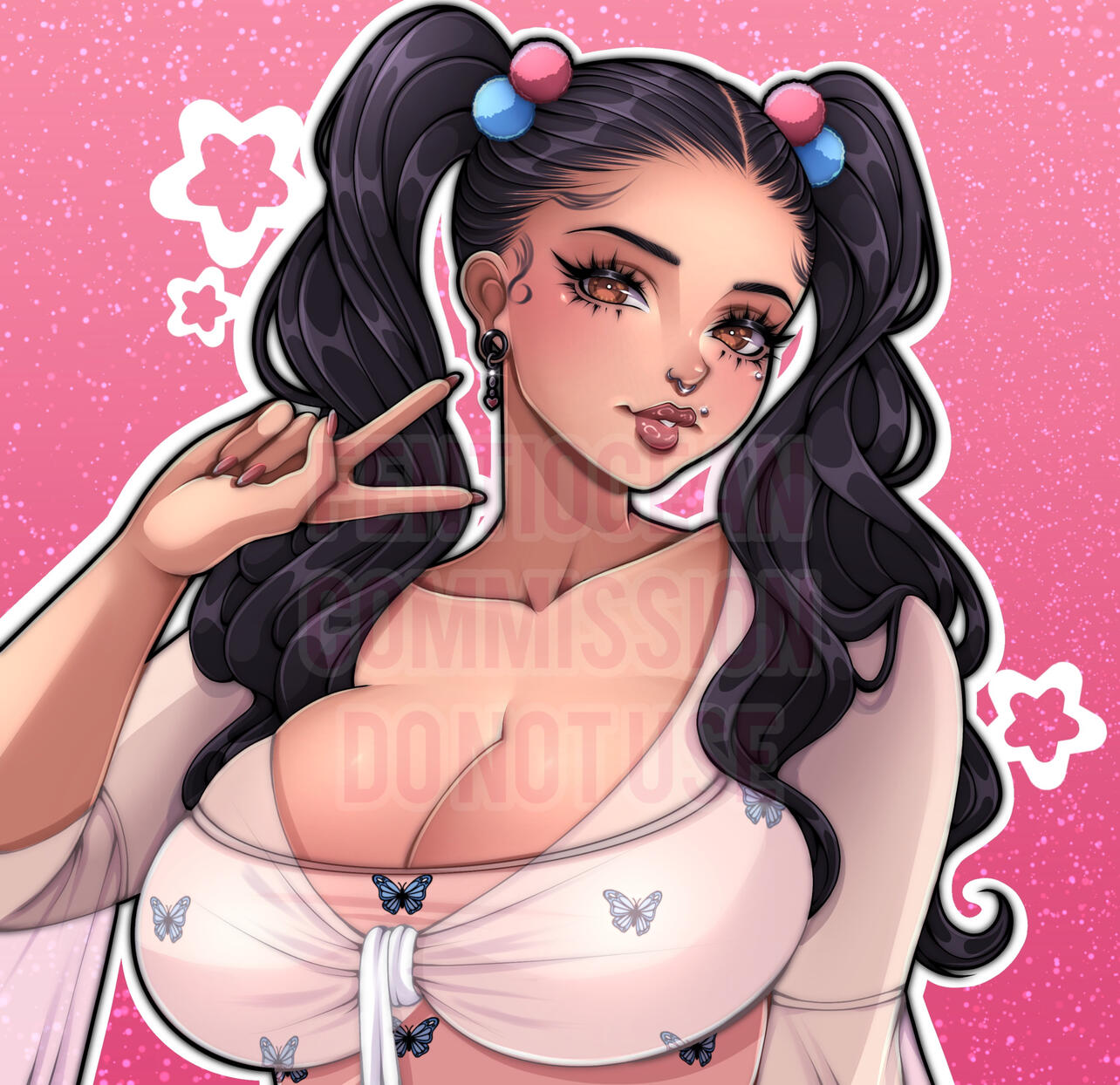 A Cell-Shade, Bust-Up self portrait piece for @verybestpeach