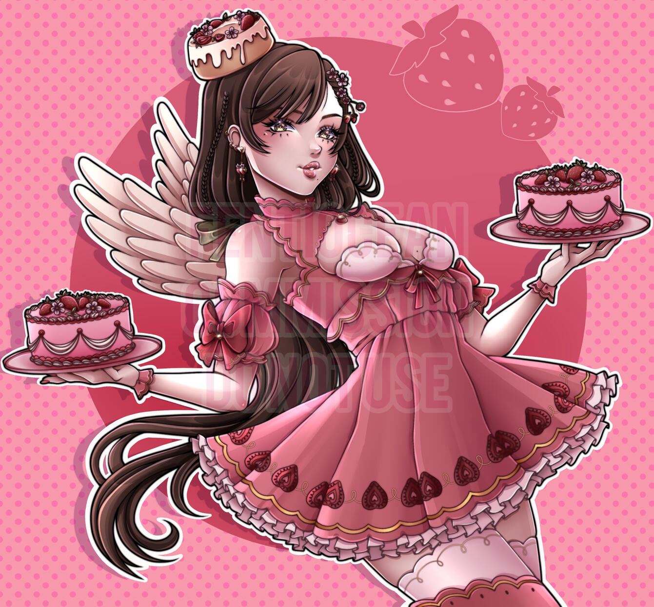 Custom Full-Body, Full-Render piece of @aereio&#39;s past Angel Cake V-tuber