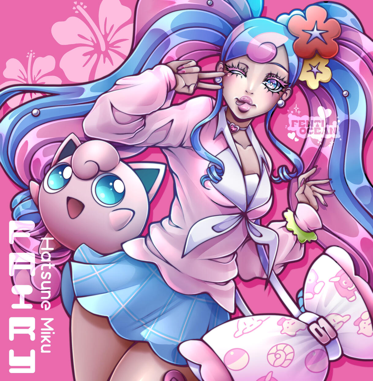 "Gyaru Miku" - Based on the Hatsune Miku x Pokémon collab, Fairy-Type Trainer version.