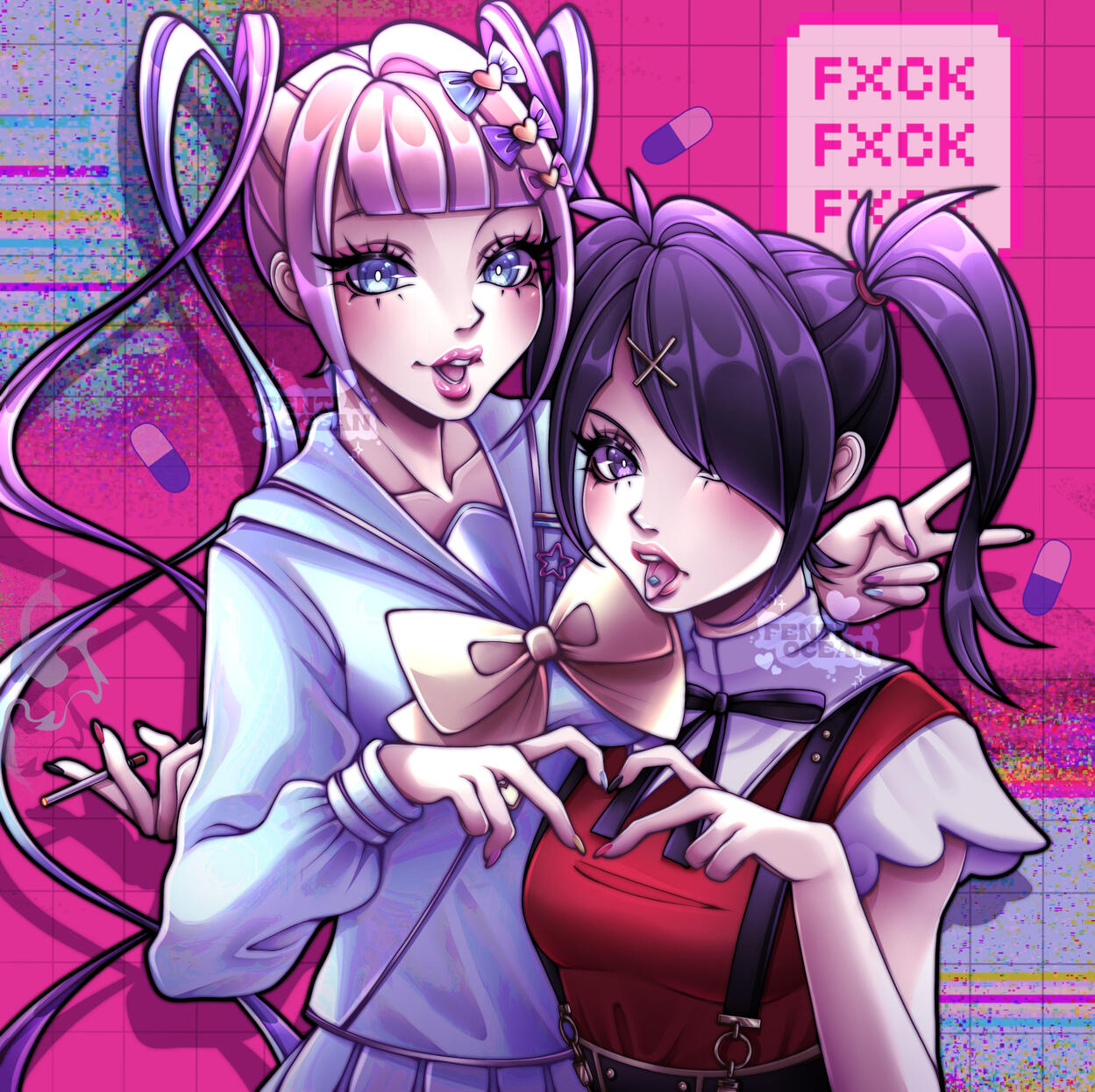 KAngel &amp; Ame-Chan - The protagonist and her internet alter ego, based on the 2022 game &quot;Needy Streamer Overload.&quot;