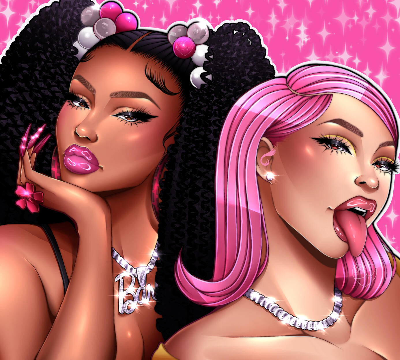 "Bad Like The Barbie" - Drew Nicki Minaj & Ice Spice in my semi-realism style back in 2023. Time flies!