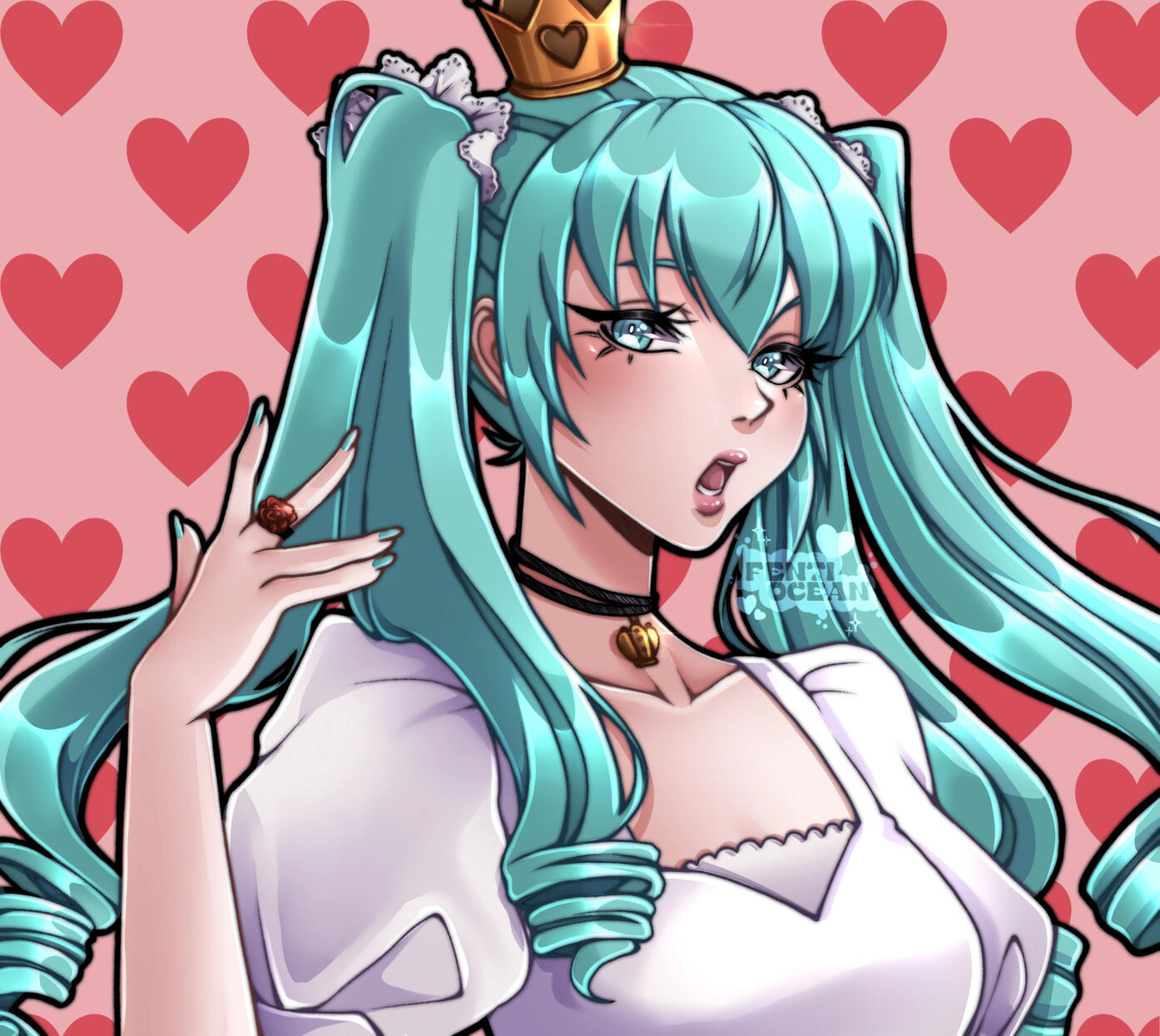 Screencap - Redraw of Hatsune Miku's iconic "World is Mine" MV.