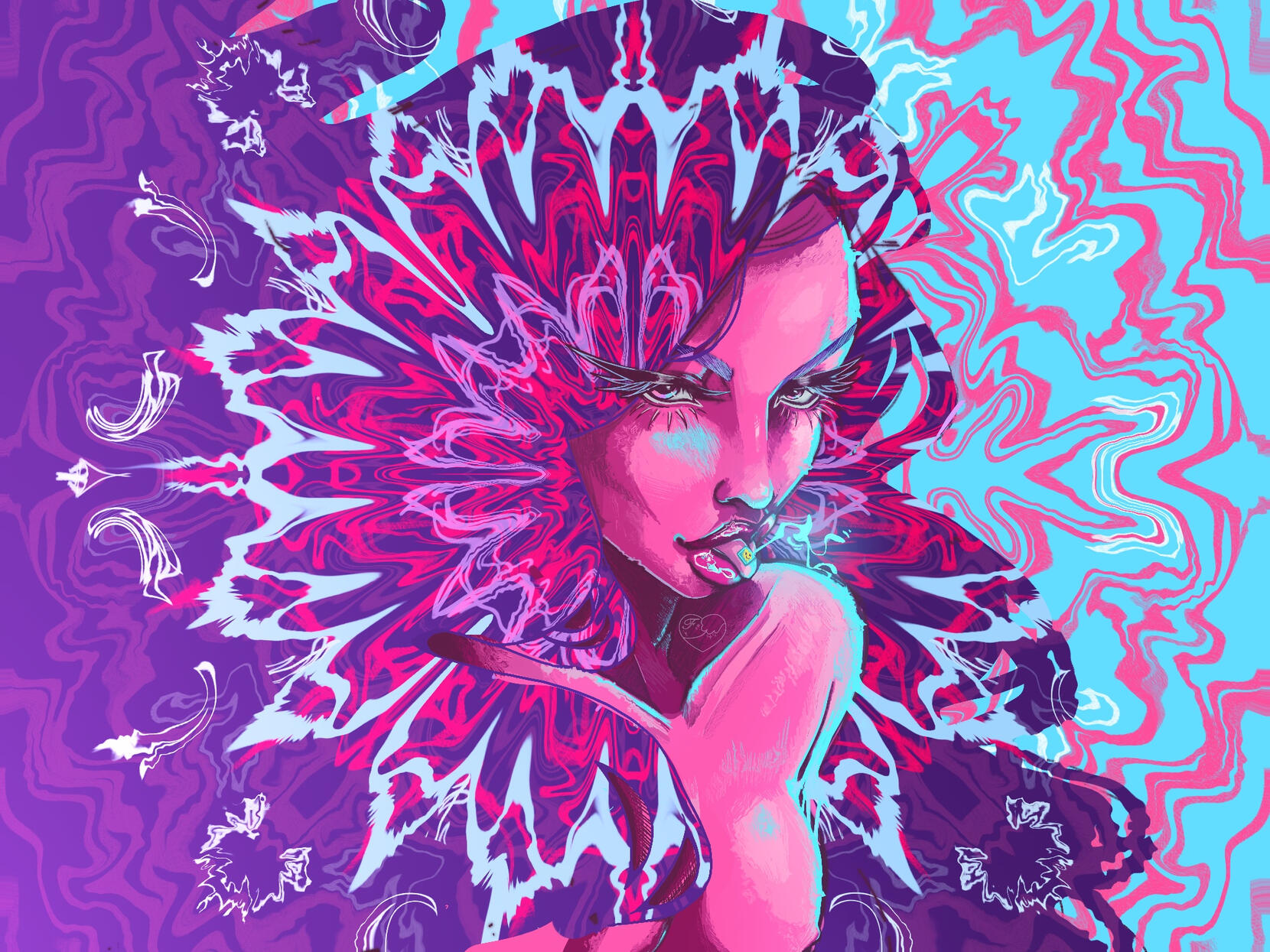 An experimental piece, delving into psychedelic aesthetics and patterns.