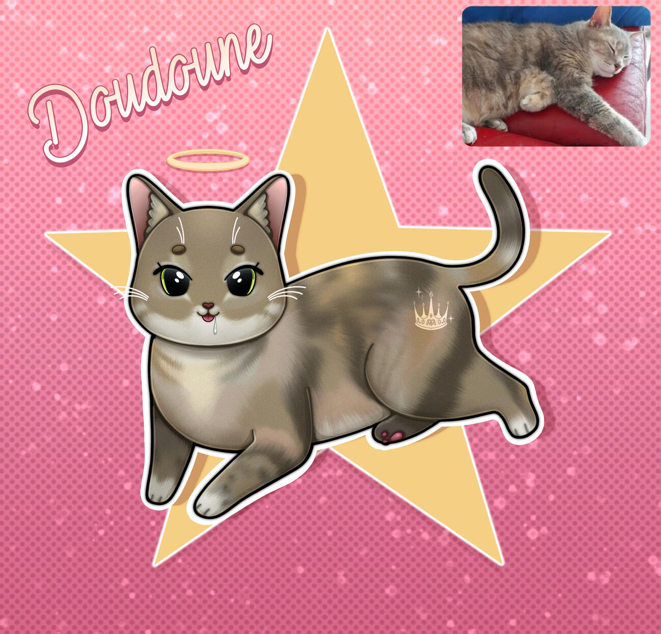 The precious grandma-queen, Doudoune, drawn for @loulannaa on IG